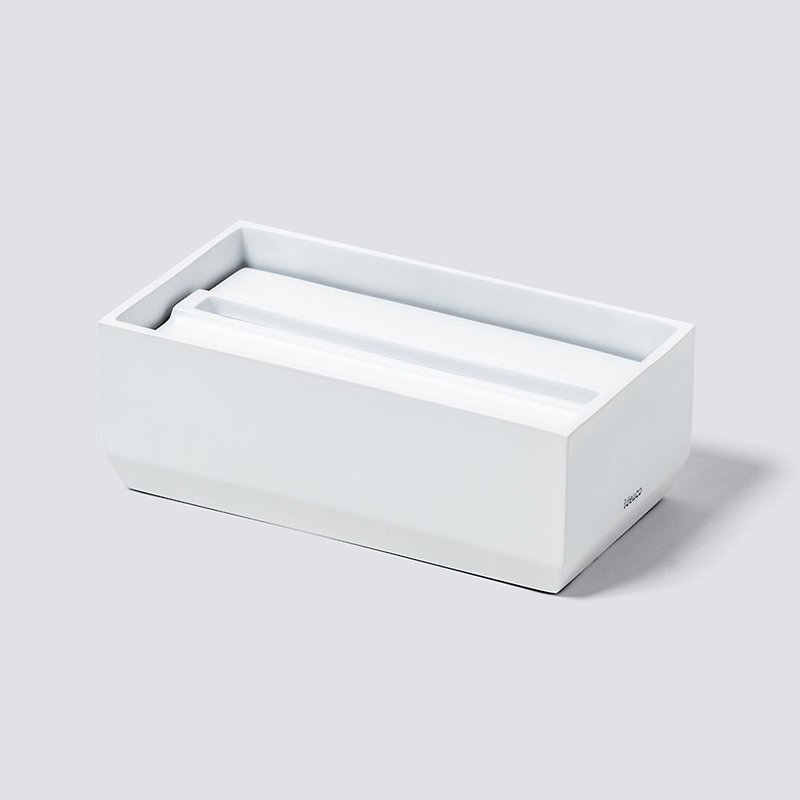 日本ideaco 下降式沉蓋磨石面紙盒 - 紙巾盒 - 環保材質 白色