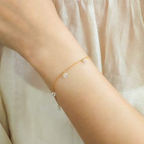Zuzu Jewelry 法式古典 細緻切面鋯石手鍊 925純銀鍍18k金 手鍊