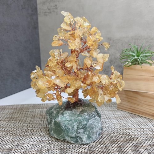 Advance Jewel 黃水晶發財樹/生命樹 (綠東陵原礦底)