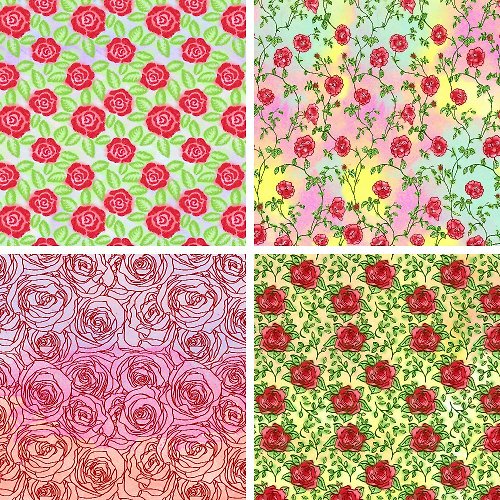 Digital Magic 水彩玫瑰數碼紙套裝12 種無縫花卉圖案