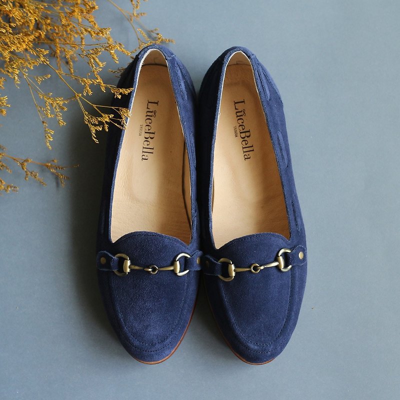 【Owl】3M Waterproof Leather Flat Shoes - Dark Blue - รองเท้ากันฝน - หนังแท้ สีน้ำเงิน