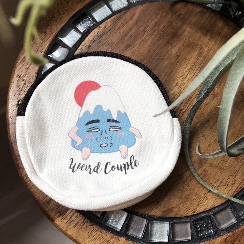 翻白眼富士山人 雙面圖案零錢包一個 - 零錢包/小錢包 - 棉．麻 多色