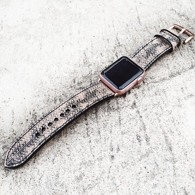 Apple Watch Straps 38mm 42mm, Hand-Stitched Handmade, Series 3 Series 2 Series 1 - 腕時計ベルト - 革 多色