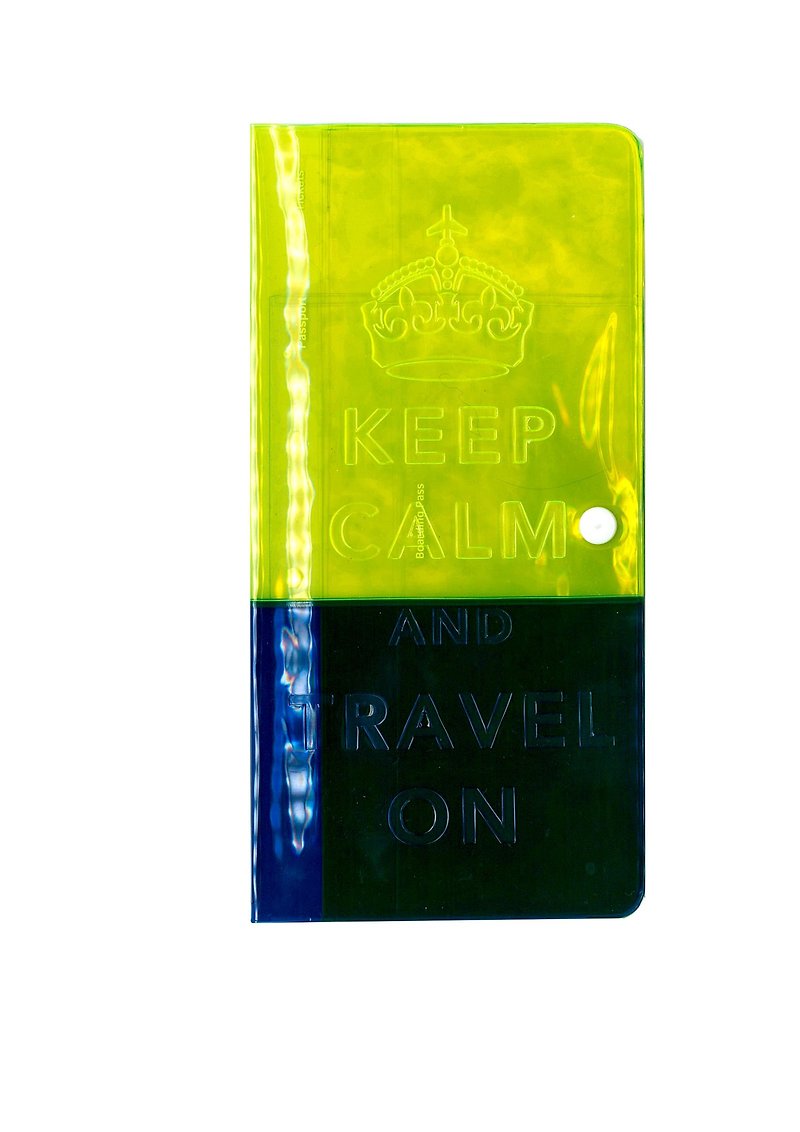 Keep Calm & Travel On Neon Jelly Boarding Wallet - Yellow Navy Blue - ที่เก็บพาสปอร์ต - พลาสติก สีเหลือง