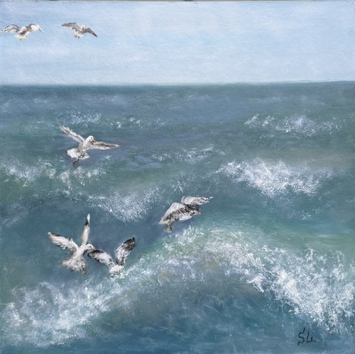 送料無料特集 | 激安の新品・型落ち・アウトレット sea sky art original seascape art wall painting oil gulls 絵画