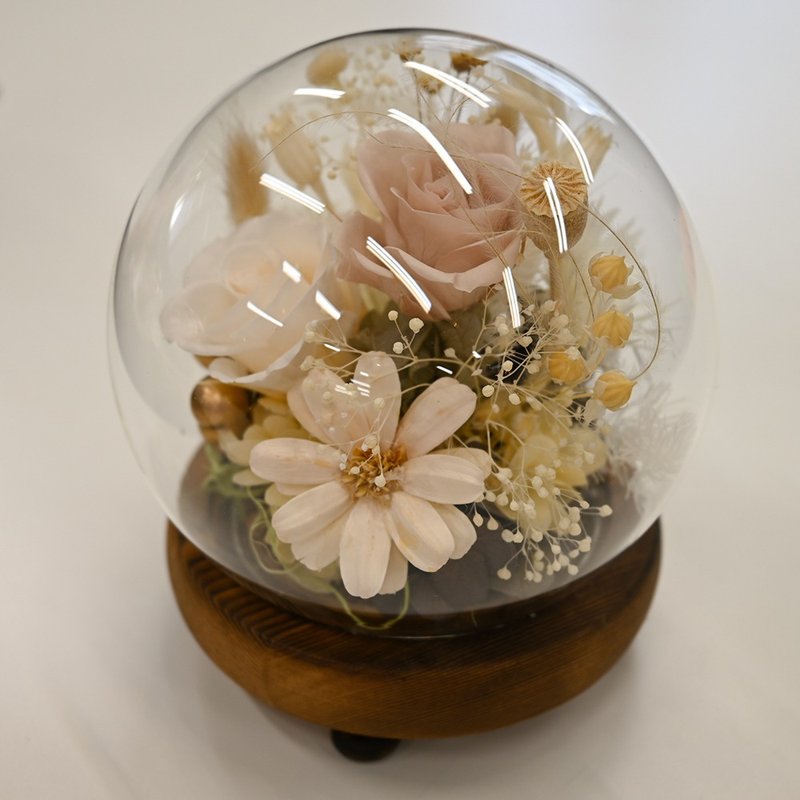 永生玫瑰花玻璃燈球 白色情人節 - 植栽/花藝 - 植物．花 