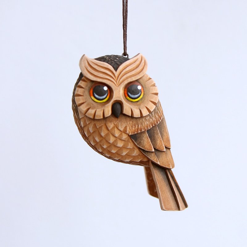 Hand carved Owl ornament Wood Carving Wooden owl Christmas ornament ...