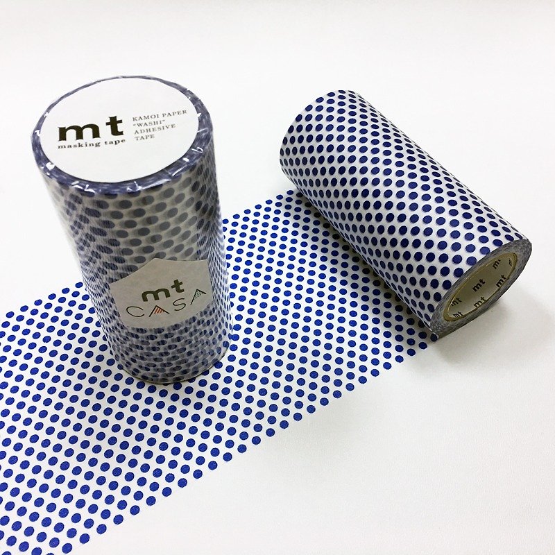 mt CASA tape 100mm和紙膠帶【水玉點點-夜色藍 (MTCA1102)】 - 壁貼/牆壁裝飾 - 紙 藍色