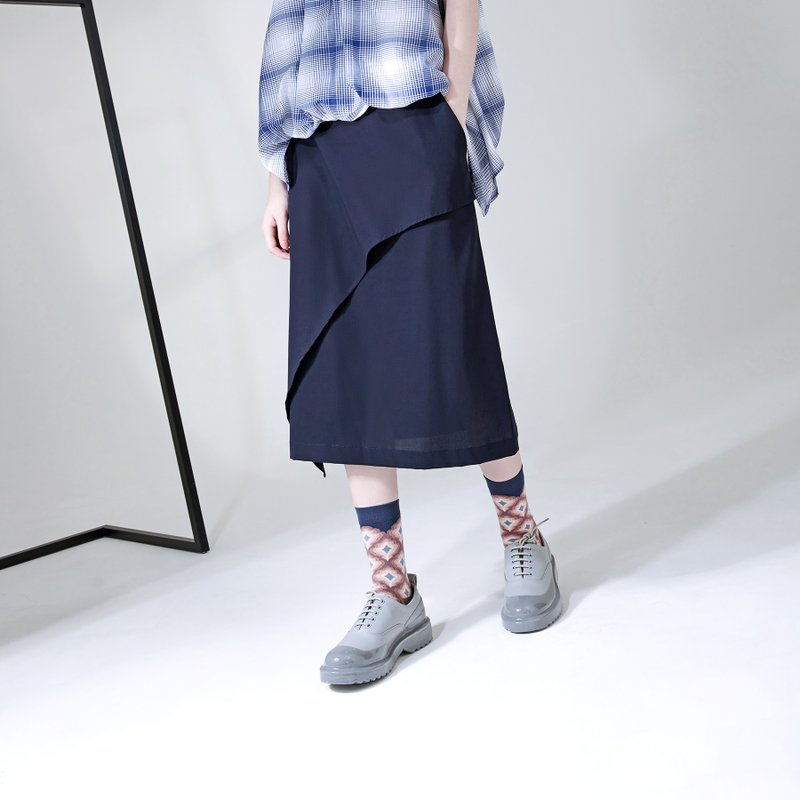 Aftermath slanted corner piece midi skirt - Skirts - Cotton & Hemp Blue