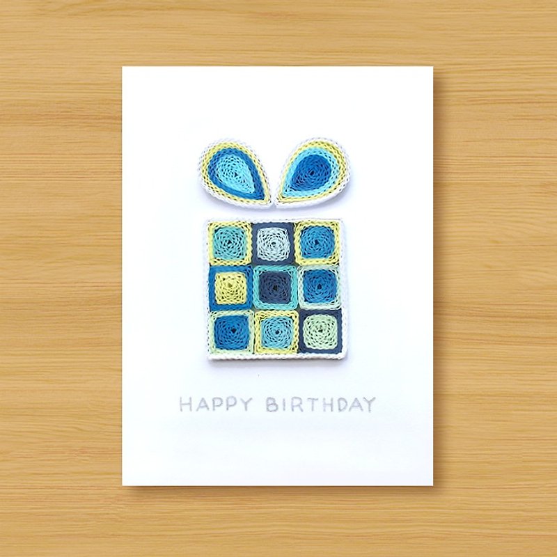 Handmade Roll Paper Card _ Sugar Cube Gift Box _B ... Birthday Card, Thank You Card, Congratulation Card - การ์ด/โปสการ์ด - กระดาษ สีน้ำเงิน