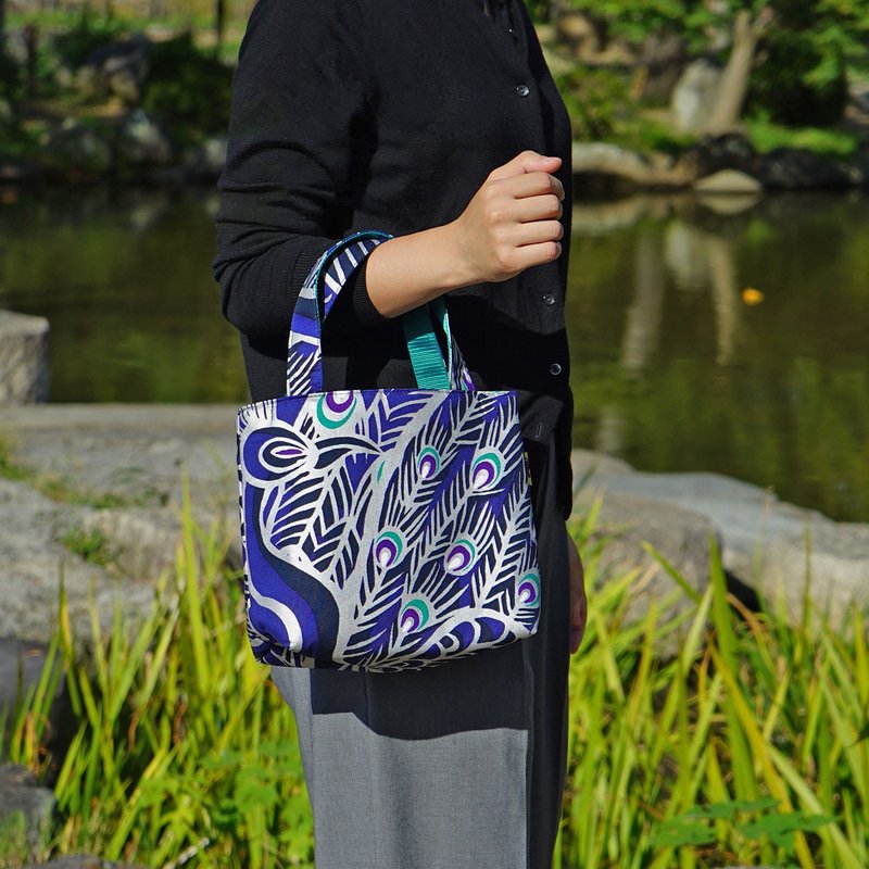 布製手提包 mini / Peacock - 手提包/手提袋 - 棉．麻 藍色