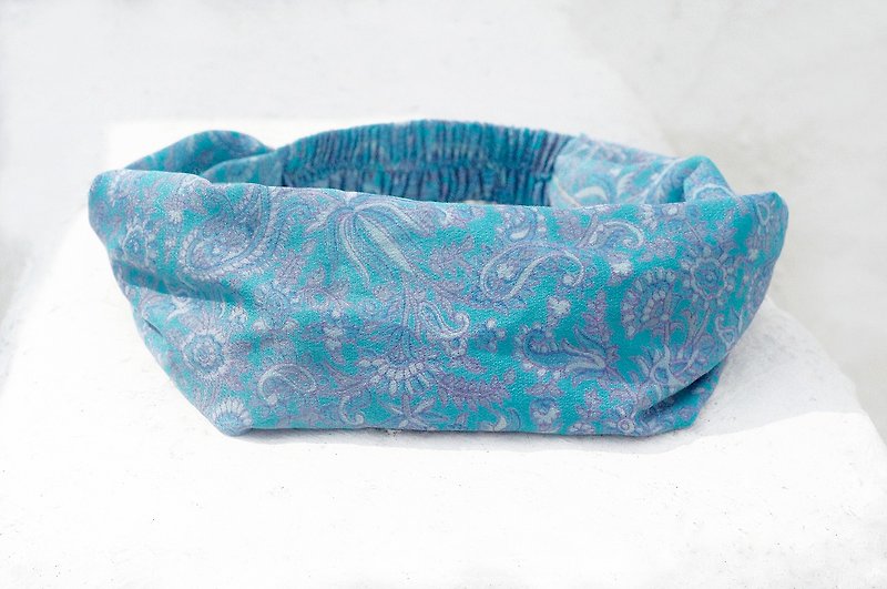 Limited one handmade hair band / French hair band / colorful flower headband / elastic headband / handmade silk headband / flower headband-blue and purple romantic flowers - เครื่องประดับผม - ผ้าไหม สีน้ำเงิน