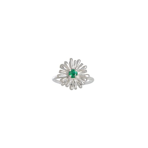 HAPPINER Daisy Ring 雛菊花祖母綠寶石純銀戒指 生日 禮物 送禮推薦