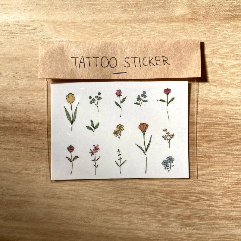 Wildflower 5 Tattoo Sticker Spring Summer - Temporary Tattoos - Paper Yellow