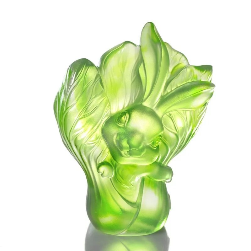 LIULI takes advantage of the opportunity. The rabbit is the first to meet you. Lucky rabbit (zodiac sign, glass rabbit, birthday) - Items for Display - Colored Glass Green