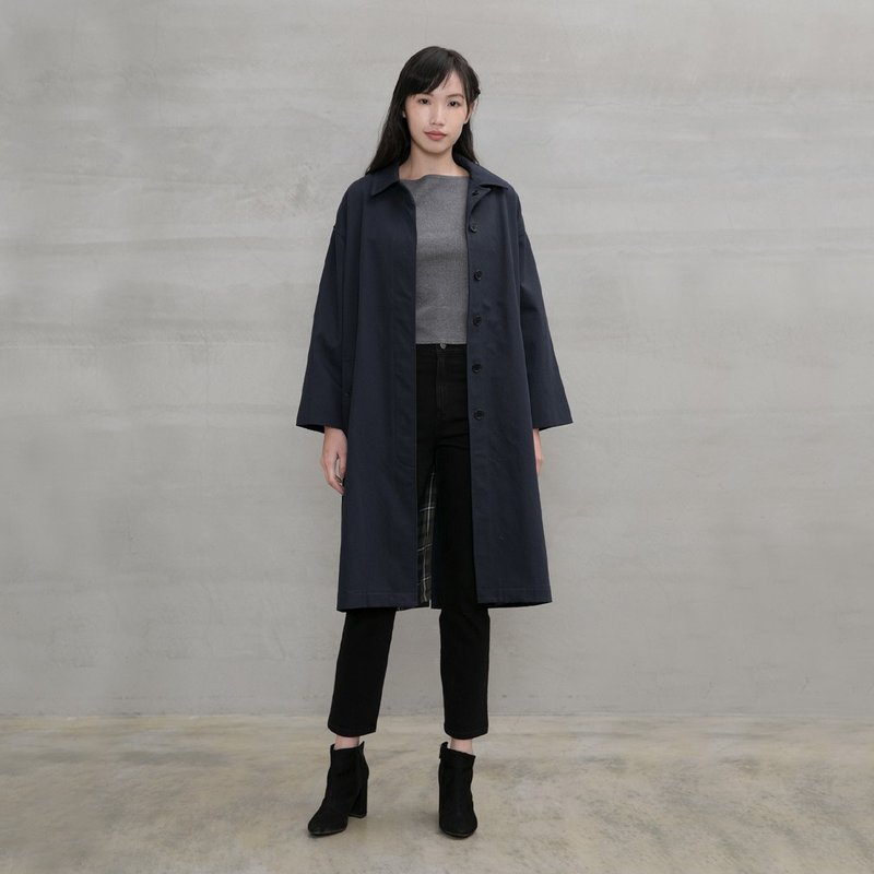 絕世女伶風衣外套 A Lady In Fame Trench Coats - 女大衣/外套 - 棉．麻 藍色