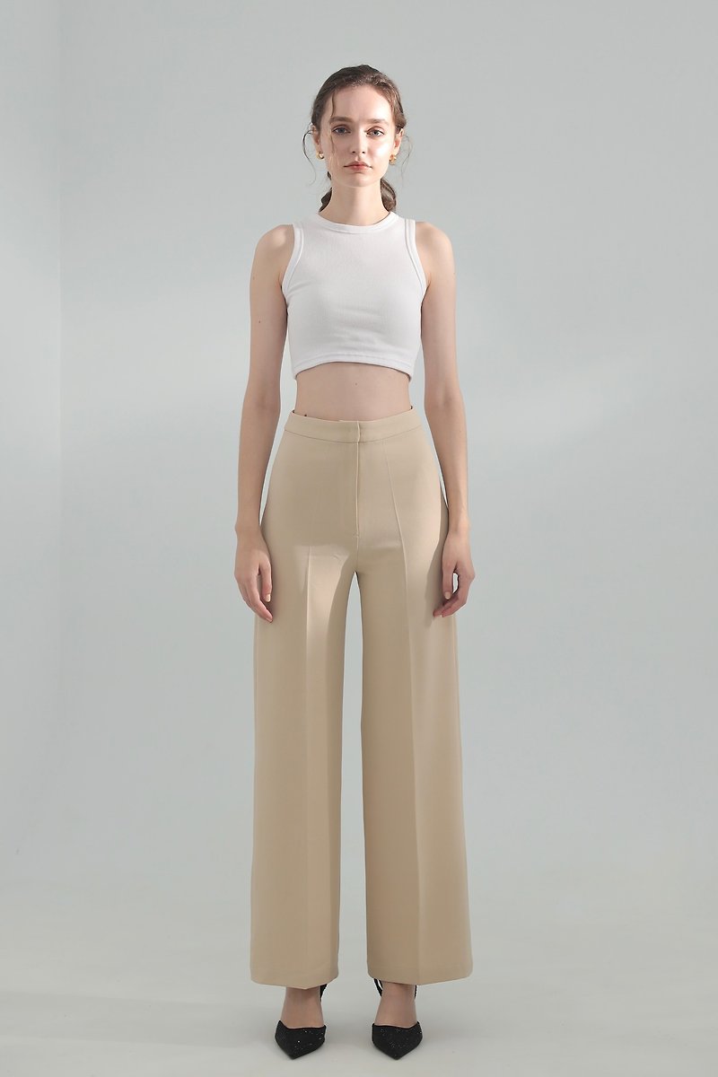 Cool High Waist Hip Floor Pants- Rice#AuraPants - Women's Pants - Polyester Khaki