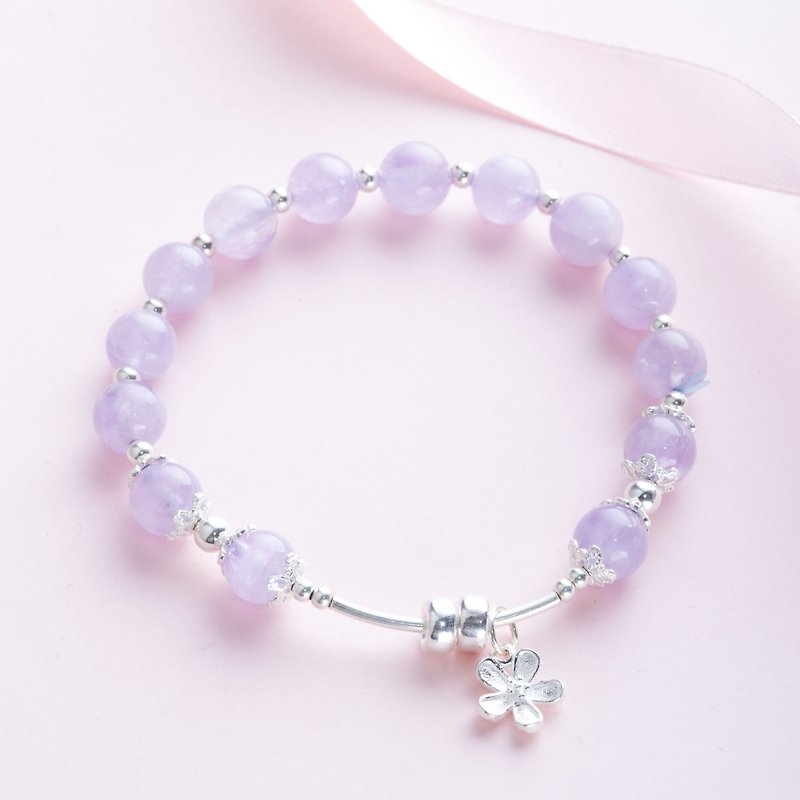 Clear Quartz, Rose Quartz, Aquamarine 925 sterling silver findings Natural Gemst - Bracelets - Crystal Purple