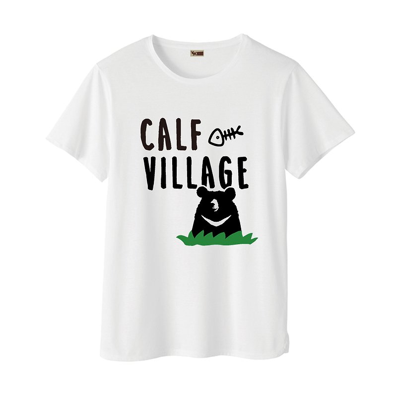 Rarefor×Maverick Village Joint Limited T-shirt Men and Women Pure Cotton Short Sleeve T-shirt [Grassland Black Bear] - เสื้อฮู้ด - ผ้าฝ้าย/ผ้าลินิน ขาว