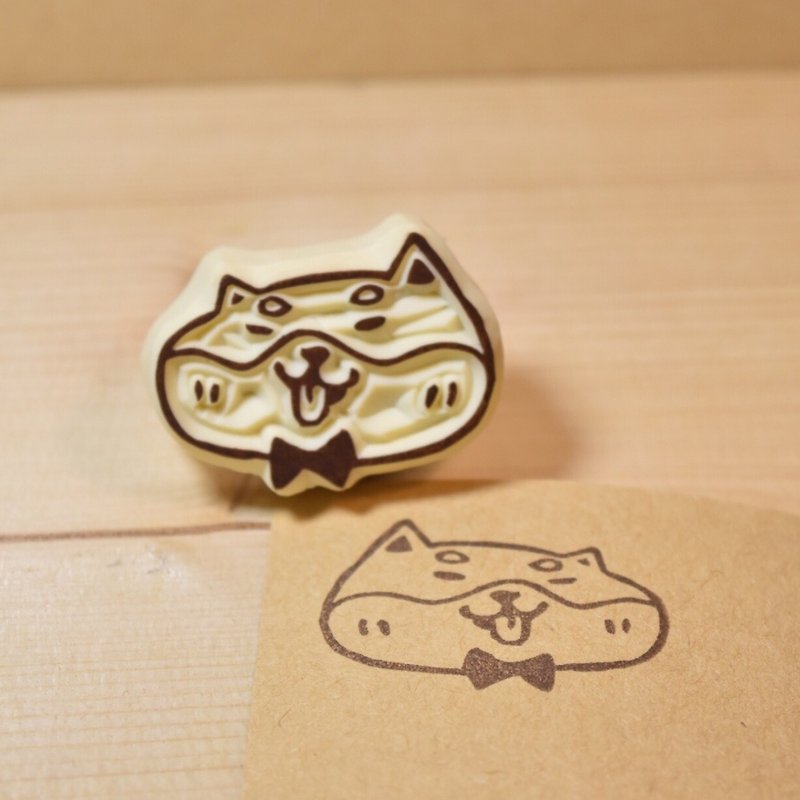 Fat Shiba Inu handmade rubber stamp - Stamps & Stamp Pads - Rubber Khaki