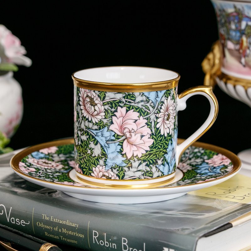 英國Victoria & Albert 博物館收藏花卉骨瓷陶瓷咖啡杯 紅茶杯盤 - 咖啡杯/馬克杯 - 瓷 