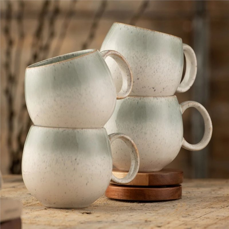 Ireland Belleek Living Sea Mist Kiln Glazed Fat Mug 4 Pack (500ml) - Cups - Pottery Multicolor