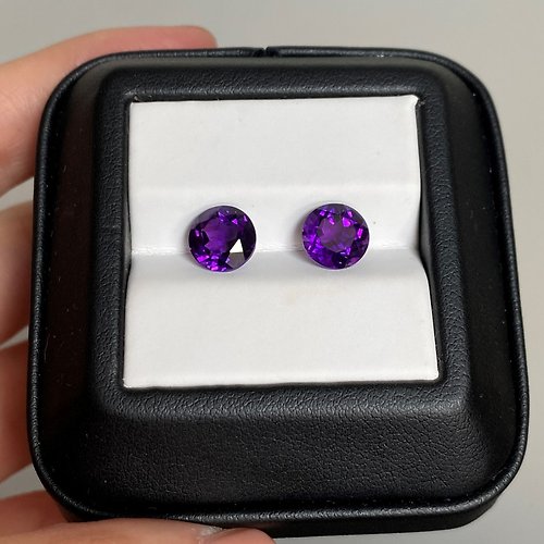 ALBRIGHT 【裸石】紫水晶 Amethyst 8mm 圓明亮寶石 配對寶石