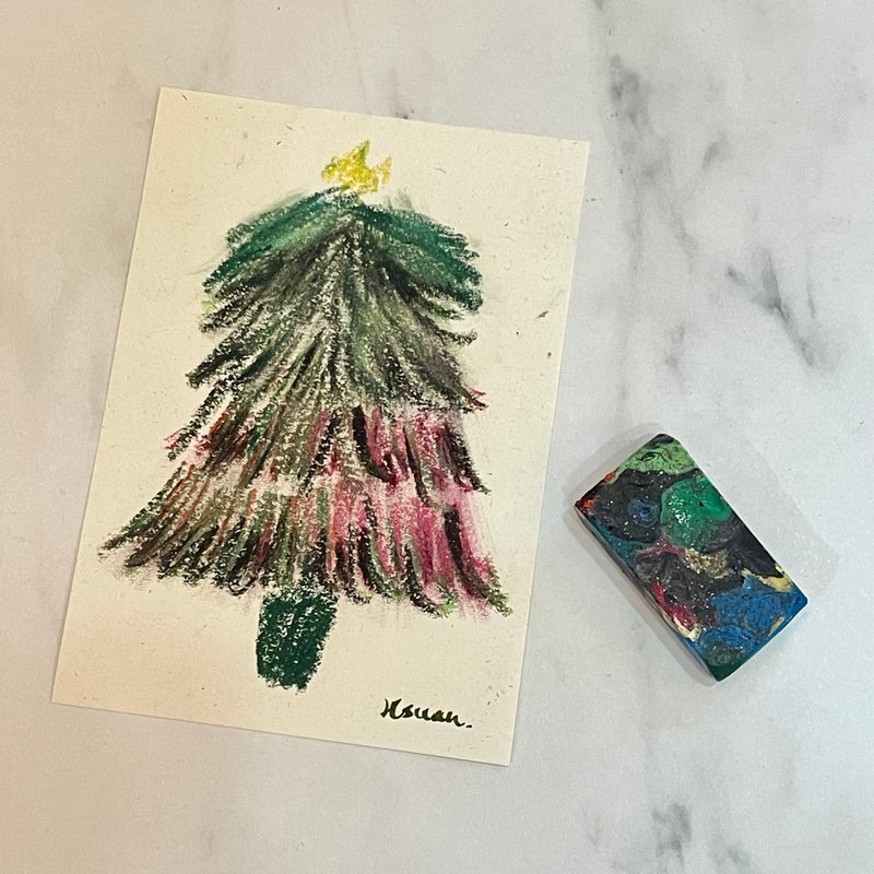 Christmas tree postcard with recycled crayons - Cards & Postcards - Paper 