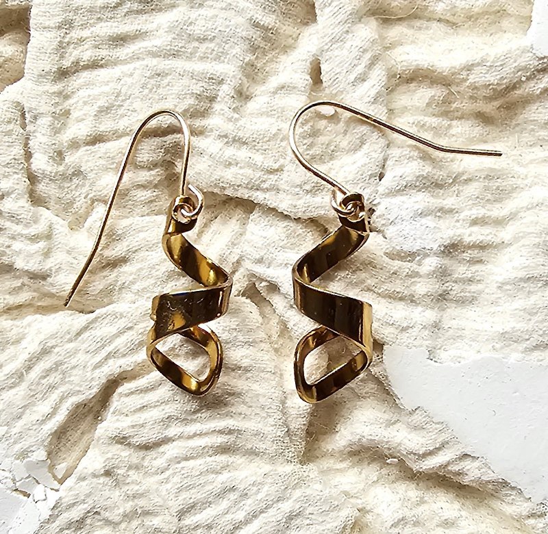 Gold-plated Brass Spiral Earrings - Earrings & Clip-ons - Copper & Brass 