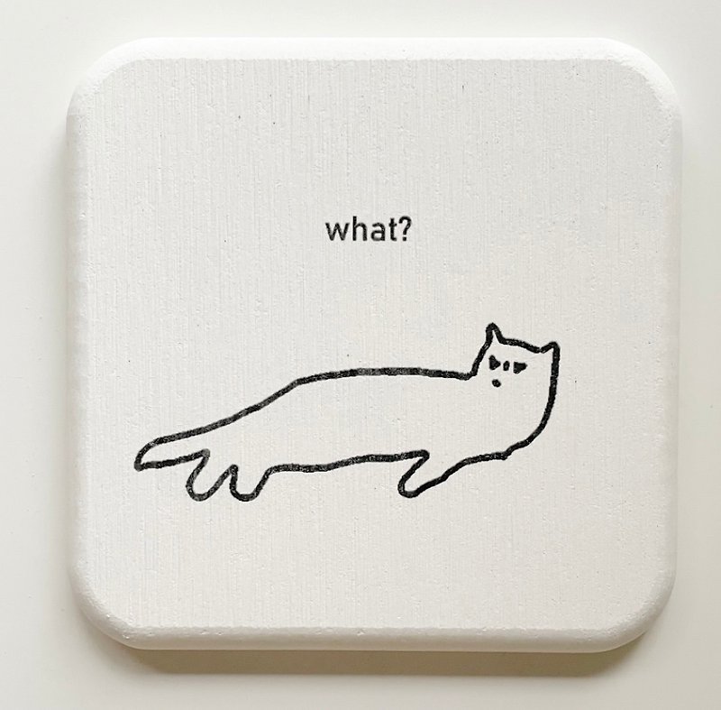 a_good_bb_Cat square diatomaceous earth absorbent coaster_what? - Coasters - Other Materials White