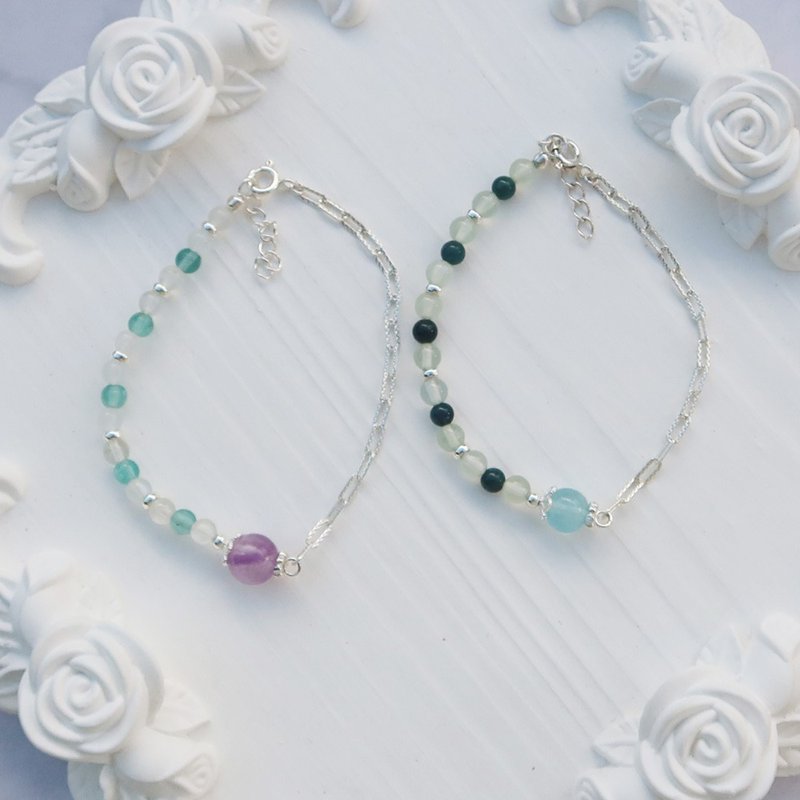 [Crystal Bracelet] Amethyst | Stone| Half crystal and half Silver| Crystal bracelet | - สร้อยข้อมือ - คริสตัล หลากหลายสี