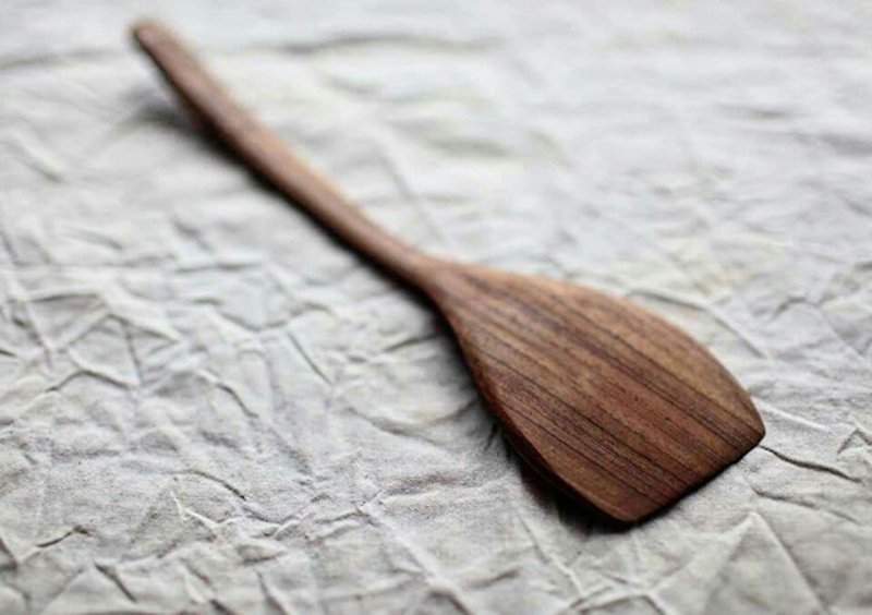 手工柚木平鍋鏟 - 廚具 - 木頭 咖啡色