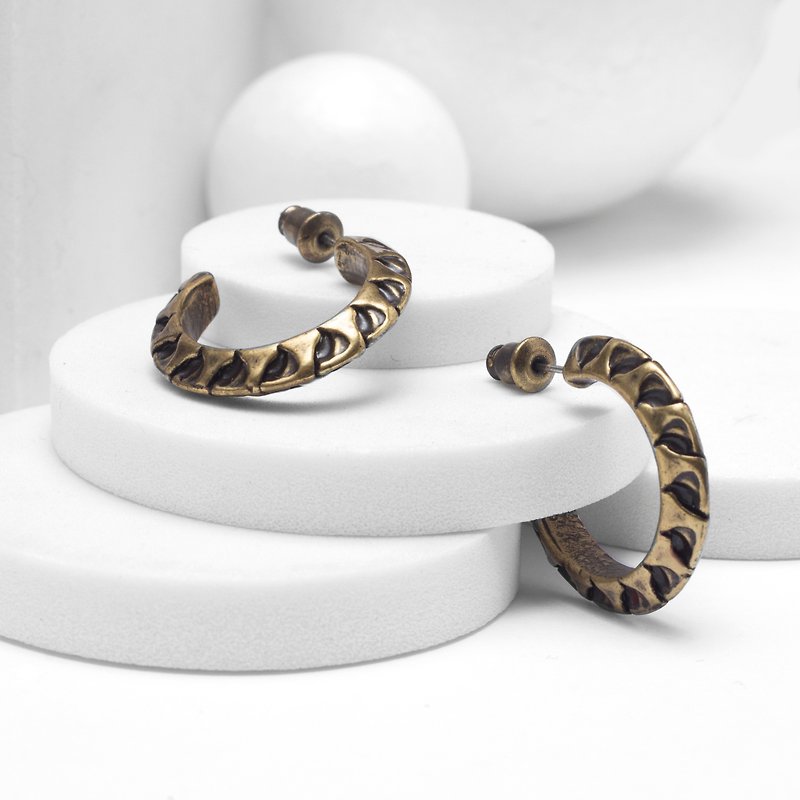 Recovery 蛇骨圈耳環  (古銅) - 耳環/耳夾 - 其他金屬 金色