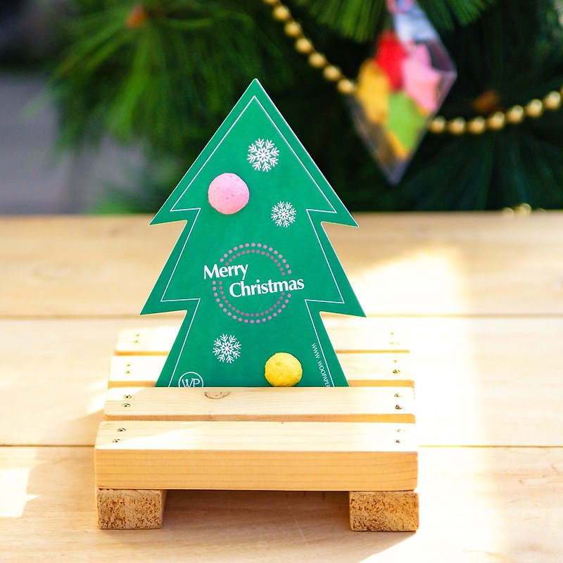 【Christmas】Christmas Tree Shape Card-Seed Ball Christmas Gift / Gift Exchange - Cards & Postcards - Paper 