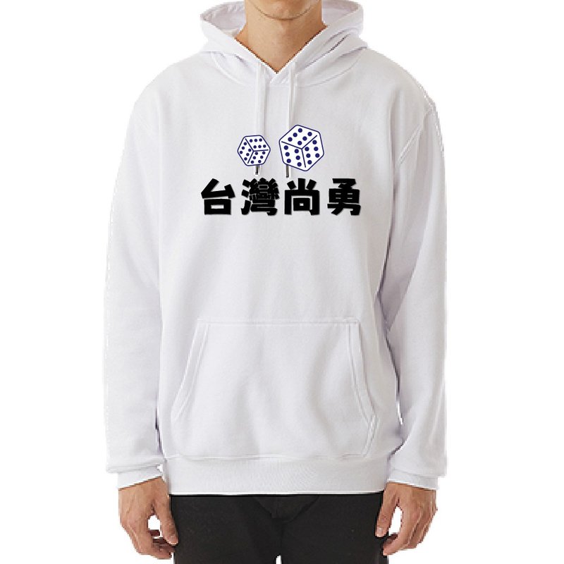 TEAM TAIWAN 棒球 骰子 衣服 骰到六 台灣尚勇 帽T 衣服 長袖 白 - 男 T 恤 - 棉．麻 多色