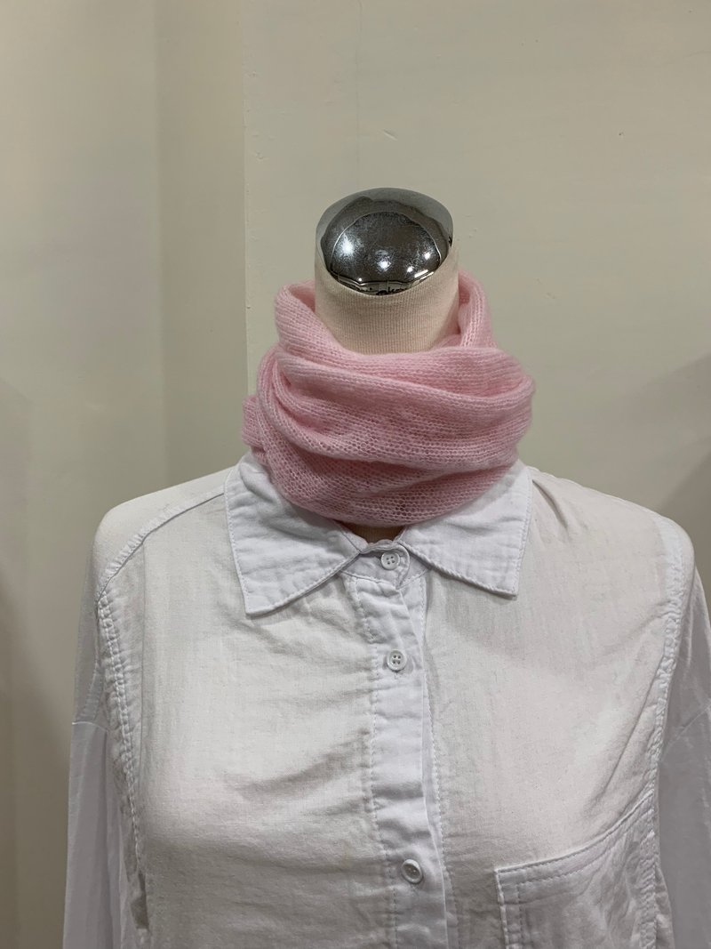 Light pink flappy scarf. Premium wool scarf. Premium softness. About 25g. Can be wound 2 times - Knit Scarves & Wraps - Wool 