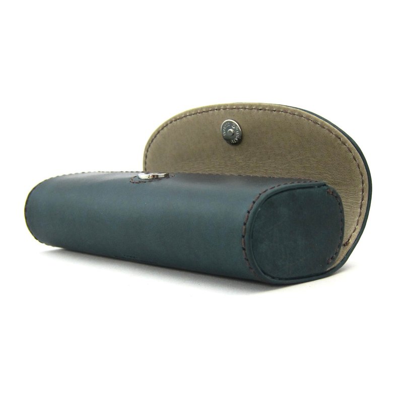 Hard Durable Glasses Case Glasses Case Sunglasses Reading Glasses Hard Case Horizontal Magnetic Closure Fashionable Luxury Genuine Leather Nubuck Italian Vachetta Leather - Eyeglass Cases & Cleaning Cloths - Genuine Leather Green