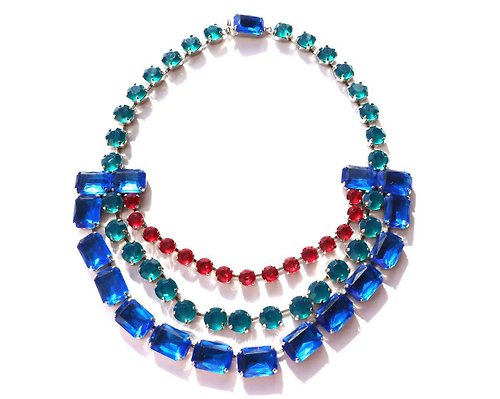 panic-art-market 70s vintage red blue green acrylic necklace
