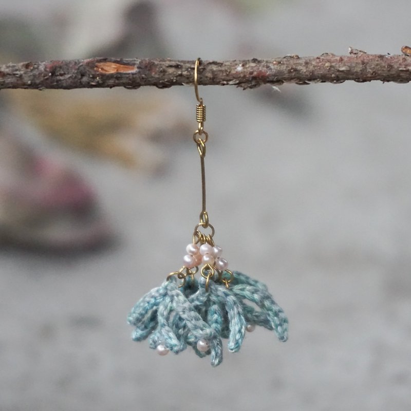 Cotton & Hemp Earrings & Clip-ons Blue - blossom dawn crochet earring u.