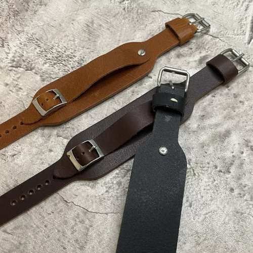 Timeless Leather Timeless Watchband 軍風牛皮真皮男士錶帶 16/18/20/22MM