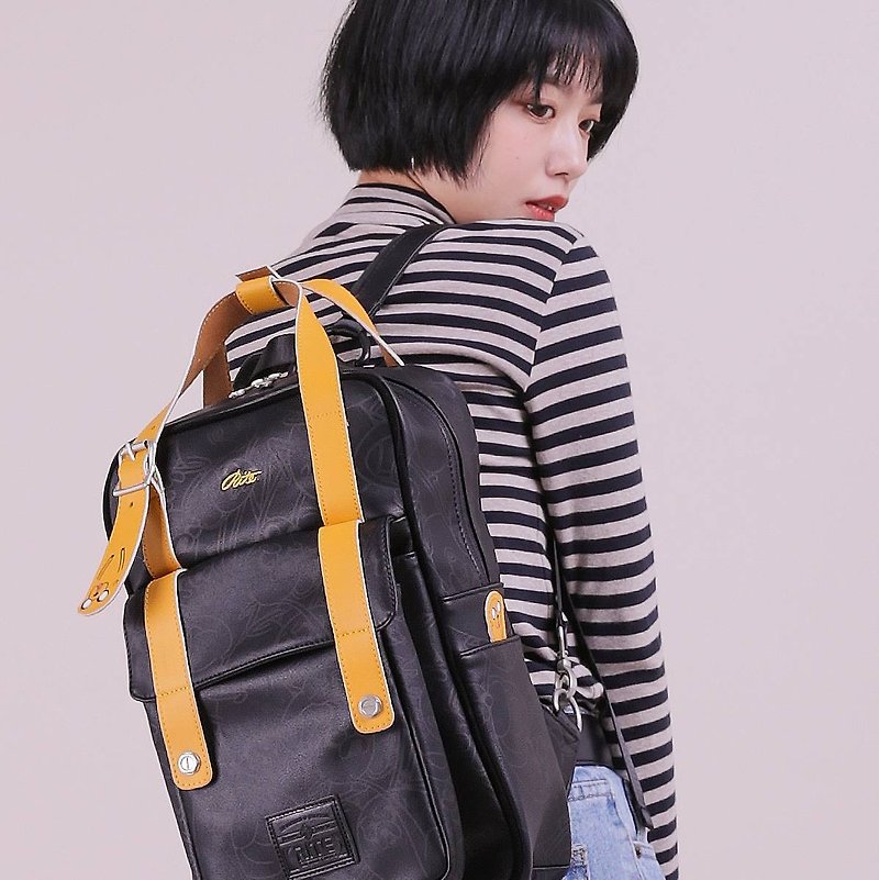 RITEX Adventure Coops - Roaming Bag (M) - Leather Black x Yellow - Backpacks - Genuine Leather Black