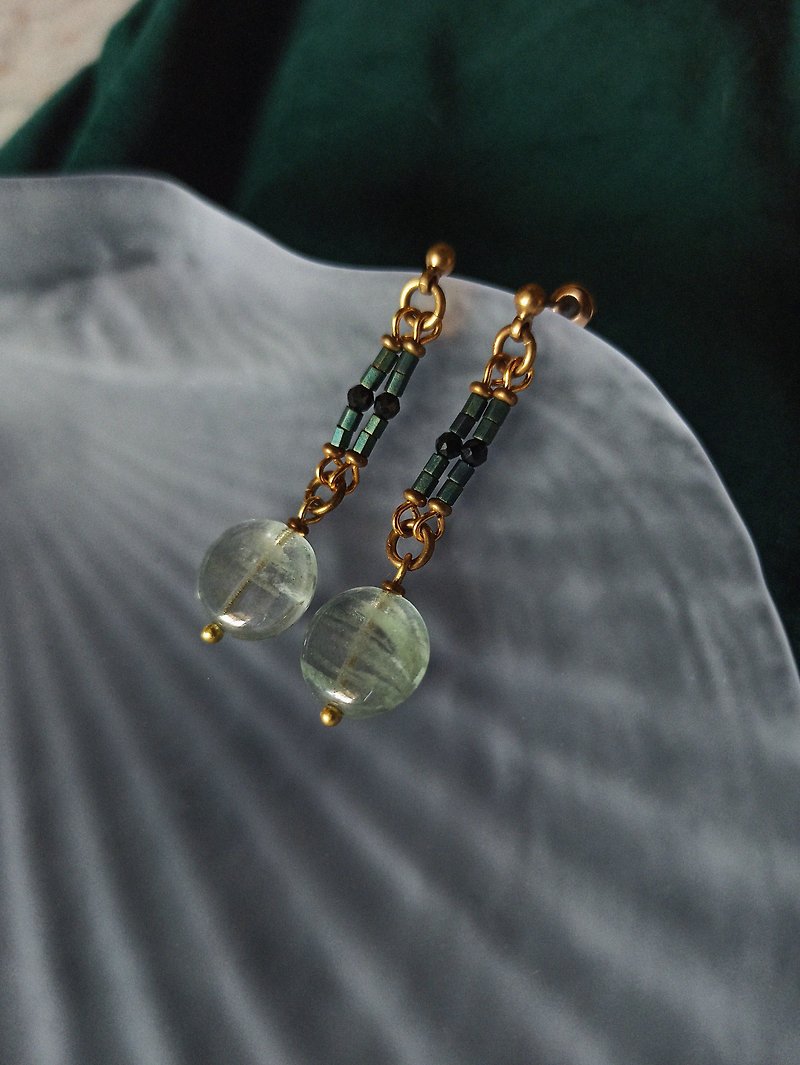 Cloud flat bead dangle earrings - translucent green - Earrings & Clip-ons - Copper & Brass Multicolor