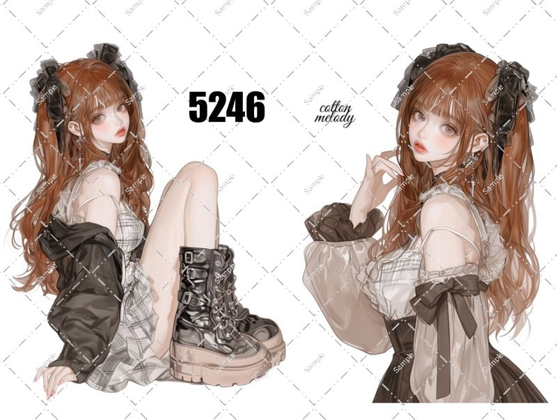 original sticker no.5246 人物ステッカー オリジナルステッカー オリジナル人物ステッカー 装飾ステッカー cotton melody - 貼紙 - 紙 