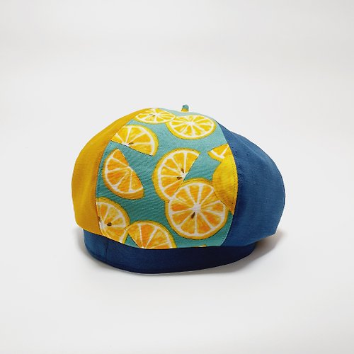 HiGh MaLi 【HiGh MaLi】貝蕾帽/畫家帽-黃+藍+戀愛檸檬#聖誕#生日禮物#造型