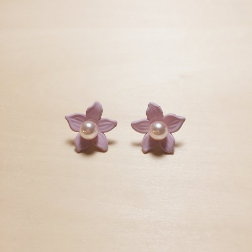 鳥嶼 Niaoyoo 復古紫珍珠花花可拆式耳環
