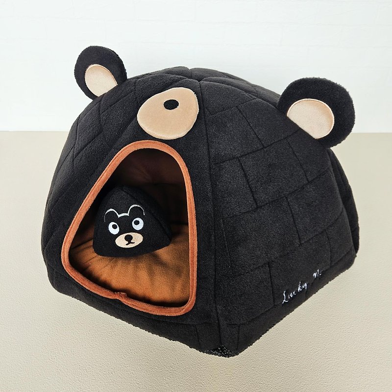 Animal igloo toy set - Taiwanese black bear 9 kinds of cat nest special pet hidden pet bed - ที่นอนสัตว์ - ไฟเบอร์อื่นๆ สีดำ
