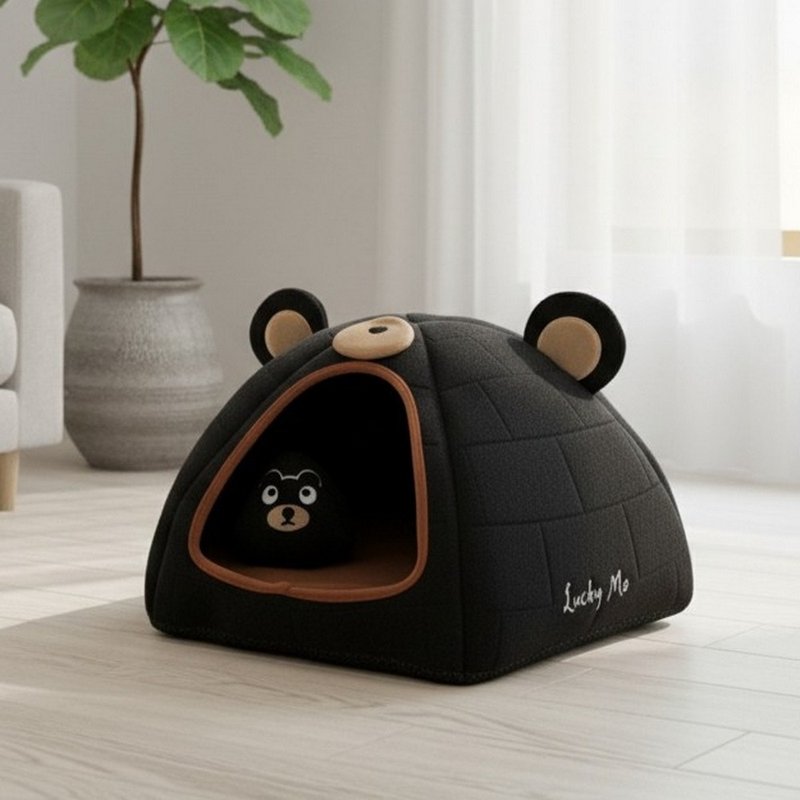 動物冰屋玩具組-  台灣黑熊 9種 貓窩 特寵 隱密式寵物床 - 寵物床 - 其他人造纖維 黑色