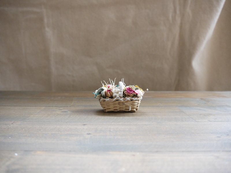 【パストラル]ミニバスケット織りのセンス乾燥花の装飾テーブルの花 - 観葉植物 - 寄せ植え・花 カーキ