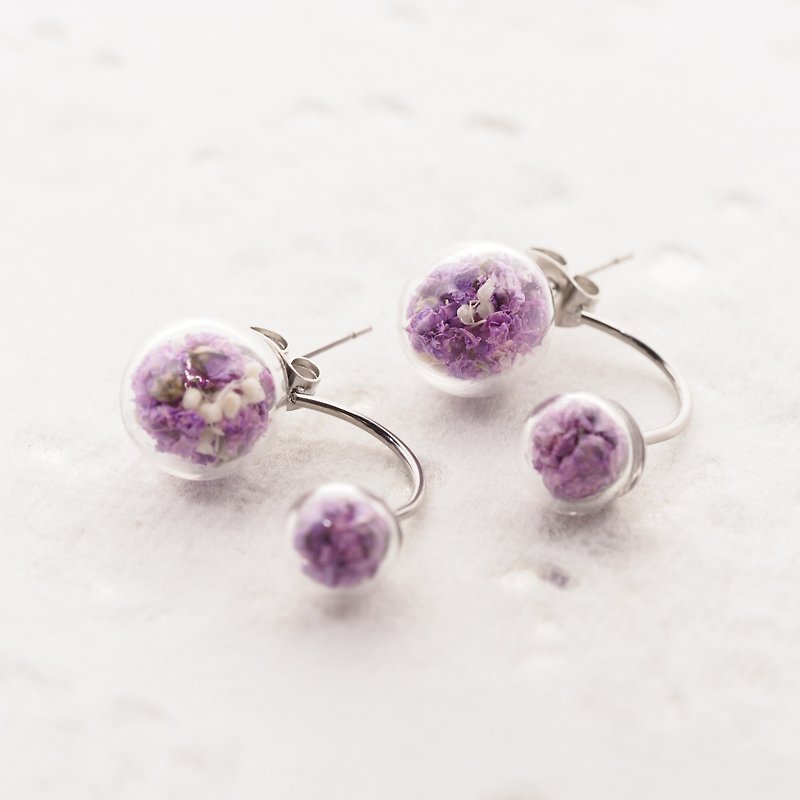 OMYWAY Handmade Dried Flower - Double Sided Glass Ball 0.8cm + 1.1cm - Earrings & Clip-ons - Glass 