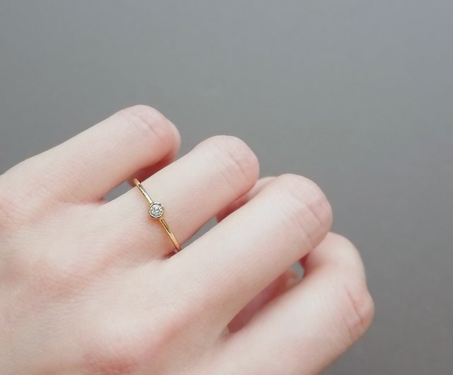 Unique Stacking Diamond Ring, 14K Gold Ring, Tiny Ring, Simple